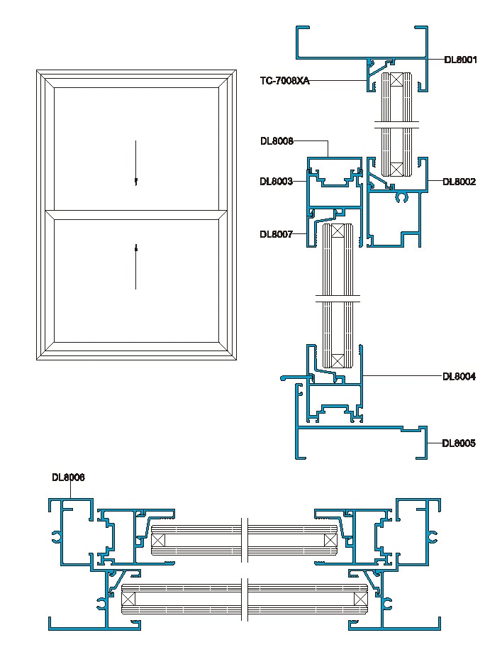 80系列提拉窗結(jié)構(gòu)圖